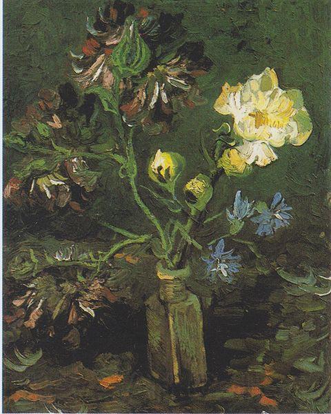 Vincent Van Gogh Vase with Forget-me-not and Peony Norge oil painting art